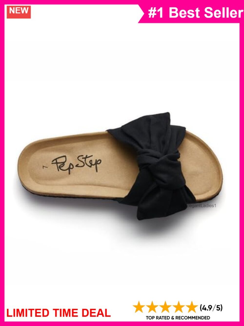 Bow Knot Slide Sandals Memory Foam Cork Footbed Open Toe Slip On - Picture 4 of 6